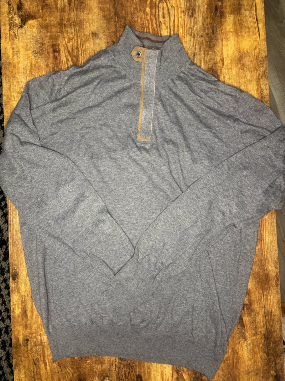 Massimo Dutti Charcoal Turtleneck Sweater with Button Accent. Cotton cashmere